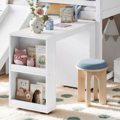 Bellemave® Kids Low Loft Bed with Slide, Storage Drawers & Desk, Playhouse House Bed with Stairs - Bellemave