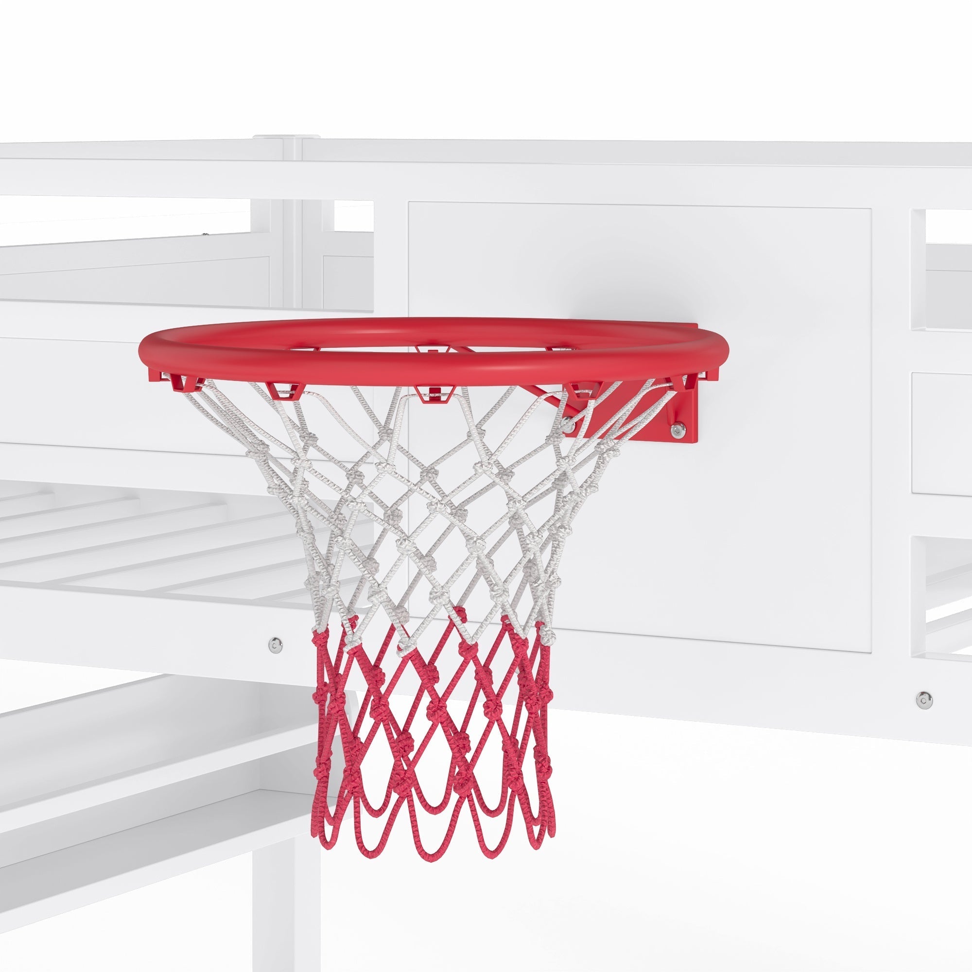 Bellemave® Kids Metal Twin/Full Bunk Bed with Slide, Basketball Hoop and Climbing Wall, Space - Saving Play Loft Bed Frame, Black - Bellemave