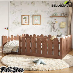Bellemave® Kids Montessori Floor Bed with Rounded Safety Guardrail,Solid Wood Montessori Bed for Girls & Boys - Bellemave