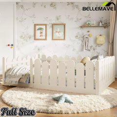 Bellemave® Kids Montessori Floor Bed with Rounded Safety Guardrail,Solid Wood Montessori Bed for Girls & Boys - Bellemave