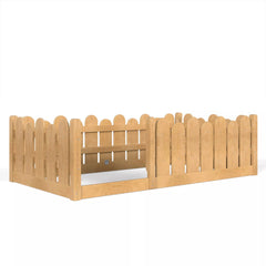 Bellemave® Kids Montessori Floor Bed with Rounded Safety Guardrail,Solid Wood Montessori Bed for Girls & Boys - Bellemave
