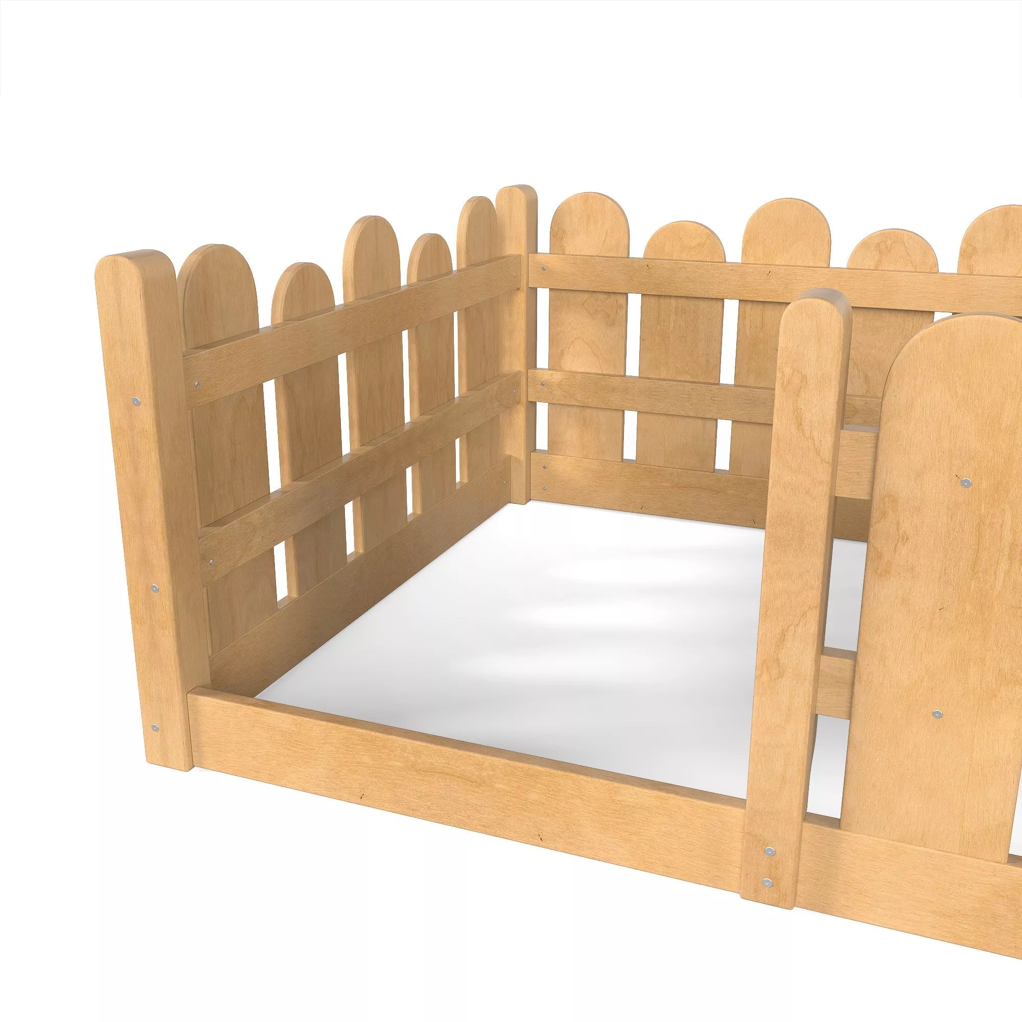 Bellemave® Kids Montessori Floor Bed with Rounded Safety Guardrail,Solid Wood Montessori Bed for Girls & Boys - Bellemave
