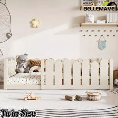 Bellemave® Kids Montessori Floor Bed with Rounded Safety Guardrail,Solid Wood Montessori Bed for Girls & Boys - Bellemave