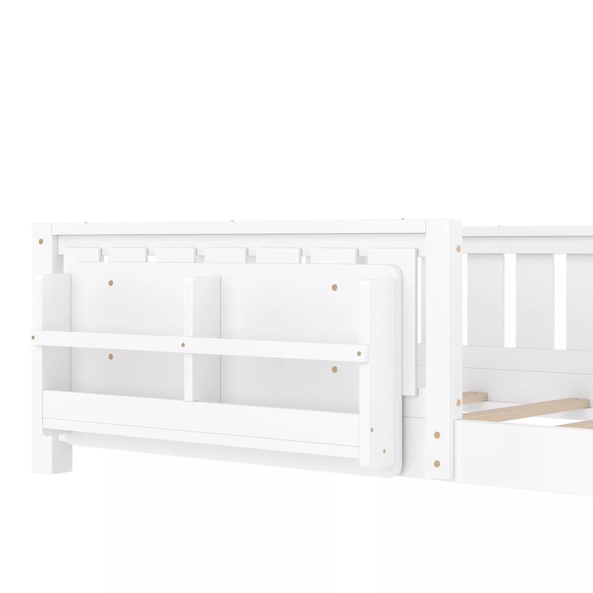 Bellemave® Kids Montessori Floor Bed with Safety Guardrails, Built-in Bookcase & Wooden Slats — Twin, Full, Queen Sizes - Bellemave