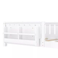 Bellemave® Kids Montessori Floor Bed with Safety Guardrails, Built-in Bookcase & Wooden Slats — Twin, Full, Queen Sizes - Bellemave
