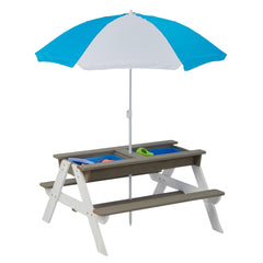 Bellemave® Kids Picnic Table with Umbrella, 3 - in - 1 Outdoor Wooden Convertible Sand & Water Table for Toddlers - Bellemave