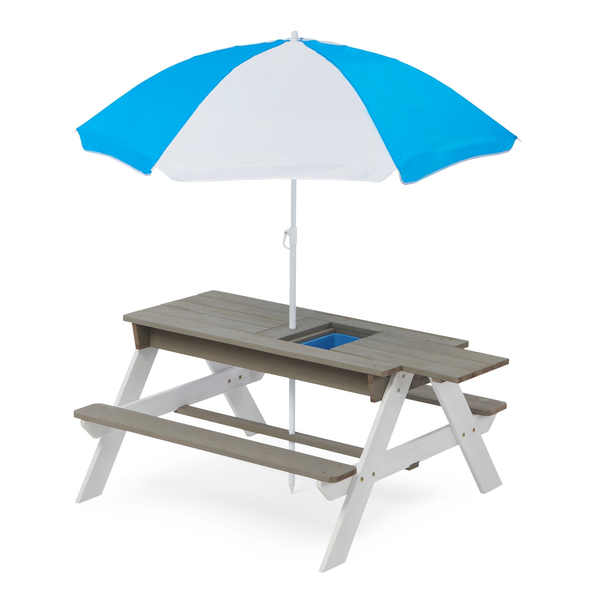 Bellemave® Kids Picnic Table with Umbrella, 3 - in - 1 Outdoor Wooden Convertible Sand & Water Table for Toddlers - Bellemave