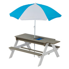 Bellemave® Kids Picnic Table with Umbrella, 3 - in - 1 Outdoor Wooden Convertible Sand & Water Table for Toddlers - Bellemave