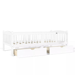 kids bed with drawers and full length safety rails