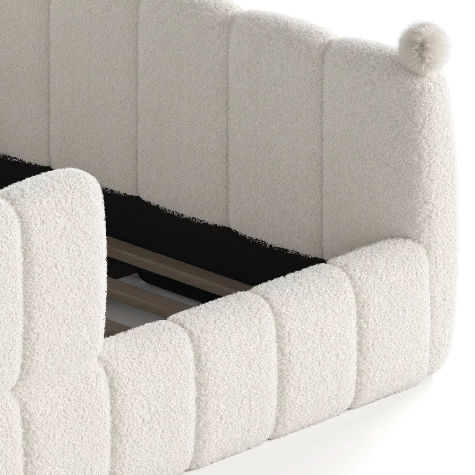 Bellemave® Kids Soft Upholstered Floor Bed with Surrounding Rails, Montessori Style Low Profile Bed Frame - Bellemave
