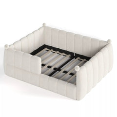 Bellemave® Kids Soft Upholstered Floor Bed with Surrounding Rails, Montessori Style Low Profile Bed Frame - Bellemave