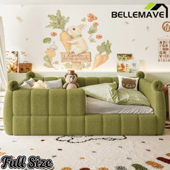 Bellemave® Kids Soft Upholstered Floor Bed with Surrounding Rails, Montessori Style Low Profile Bed Frame - Bellemave