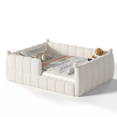 Bellemave® Kids Soft Upholstered Floor Bed with Surrounding Rails, Montessori Style Low Profile Bed Frame - Bellemave