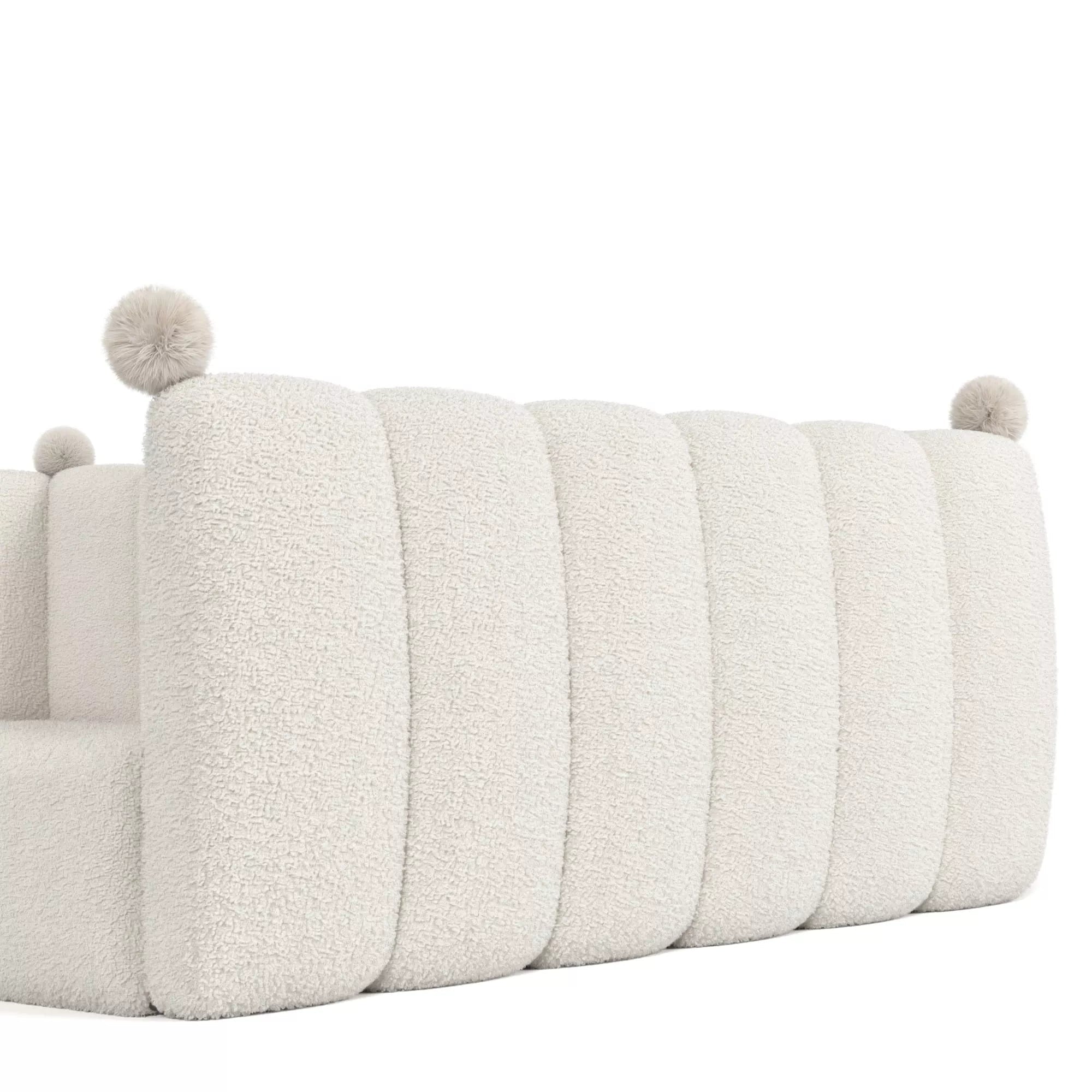 Bellemave® Kids Soft Upholstered Floor Bed with Surrounding Rails, Montessori Style Low Profile Bed Frame - Bellemave