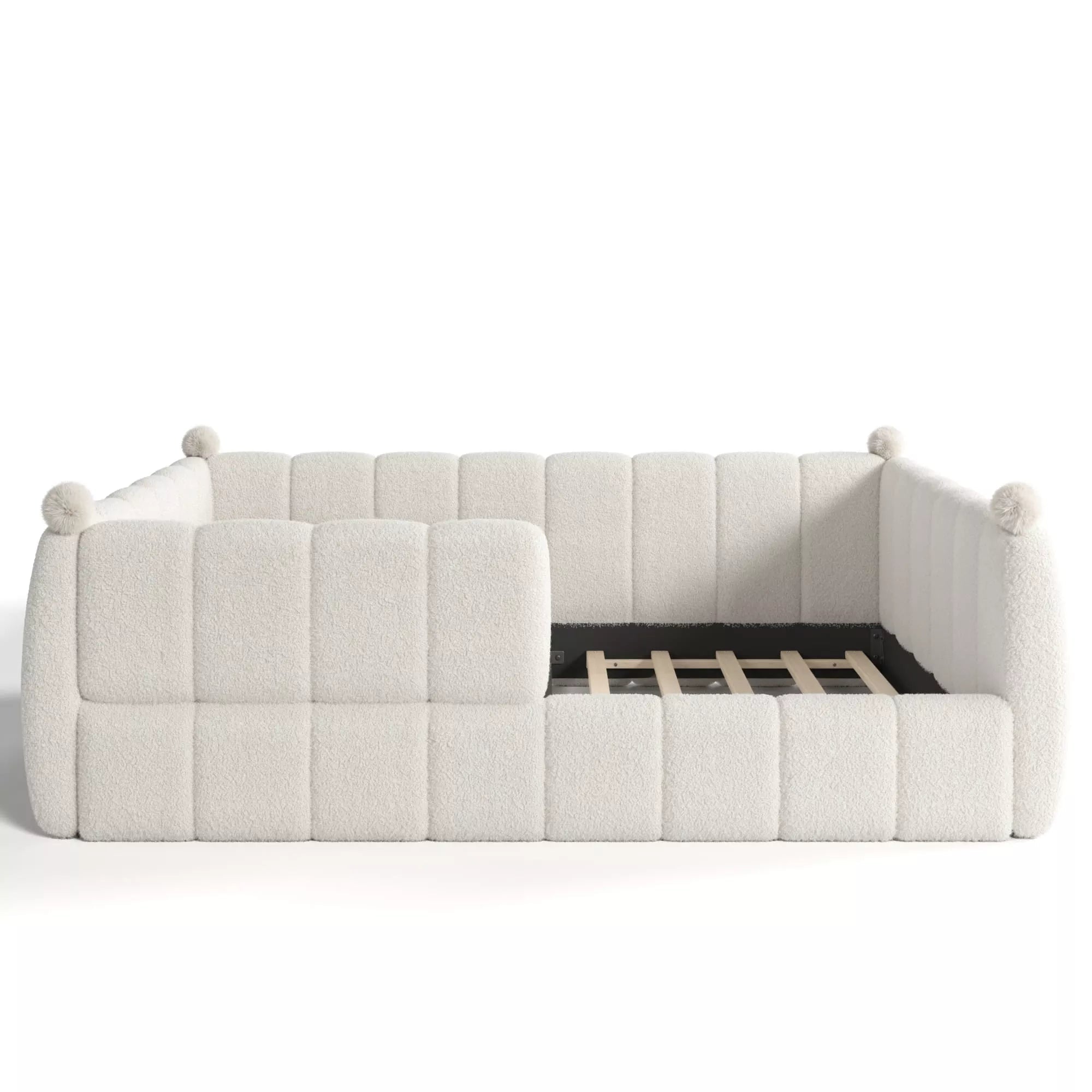 Bellemave® Kids Soft Upholstered Floor Bed with Surrounding Rails, Montessori Style Low Profile Bed Frame - Bellemave