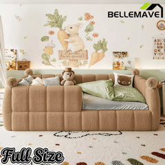 Bellemave® Kids Soft Upholstered Floor Bed with Surrounding Rails, Montessori Style Low Profile Bed Frame - Bellemave