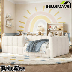 Bellemave® Kids Soft Upholstered Floor Bed with Surrounding Rails, Montessori Style Low Profile Bed Frame - Bellemave
