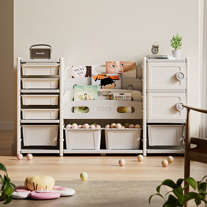 Bellemave® Kids Toy Storage Organizer 8 Storage Cabinet Removable Toy Bins, 4 - Tier Book Organizers Storage and 2 Cabinet Storage - Bellemave