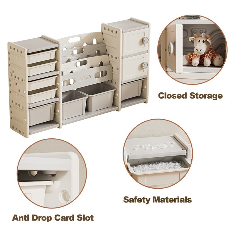 Bellemave® Kids Toy Storage Organizer 8 Storage Cabinet Removable Toy Bins, 4 - Tier Book Organizers Storage and 2 Cabinet Storage - Bellemave