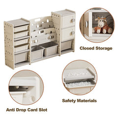 Bellemave® Kids Toy Storage Organizer 8 Storage Cabinet Removable Toy Bins, 4 - Tier Book Organizers Storage and 2 Cabinet Storage - Bellemave