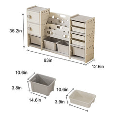 Bellemave® Kids Toy Storage Organizer 8 Storage Cabinet Removable Toy Bins, 4 - Tier Book Organizers Storage and 2 Cabinet Storage - Bellemave