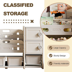 Bellemave® Kids Toy Storage Organizer 8 Storage Cabinet Removable Toy Bins, 4 - Tier Book Organizers Storage and 2 Cabinet Storage - Bellemave