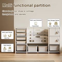 Bellemave® Kids Toy Storage Organizer 8 Storage Cabinet Removable Toy Bins, 4 - Tier Book Organizers Storage and 2 Cabinet Storage - Bellemave