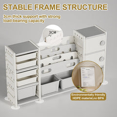 Bellemave® Kids Toy Storage Organizer 8 Storage Cabinet Removable Toy Bins, 4 - Tier Book Organizers Storage and 2 Cabinet Storage - Bellemave