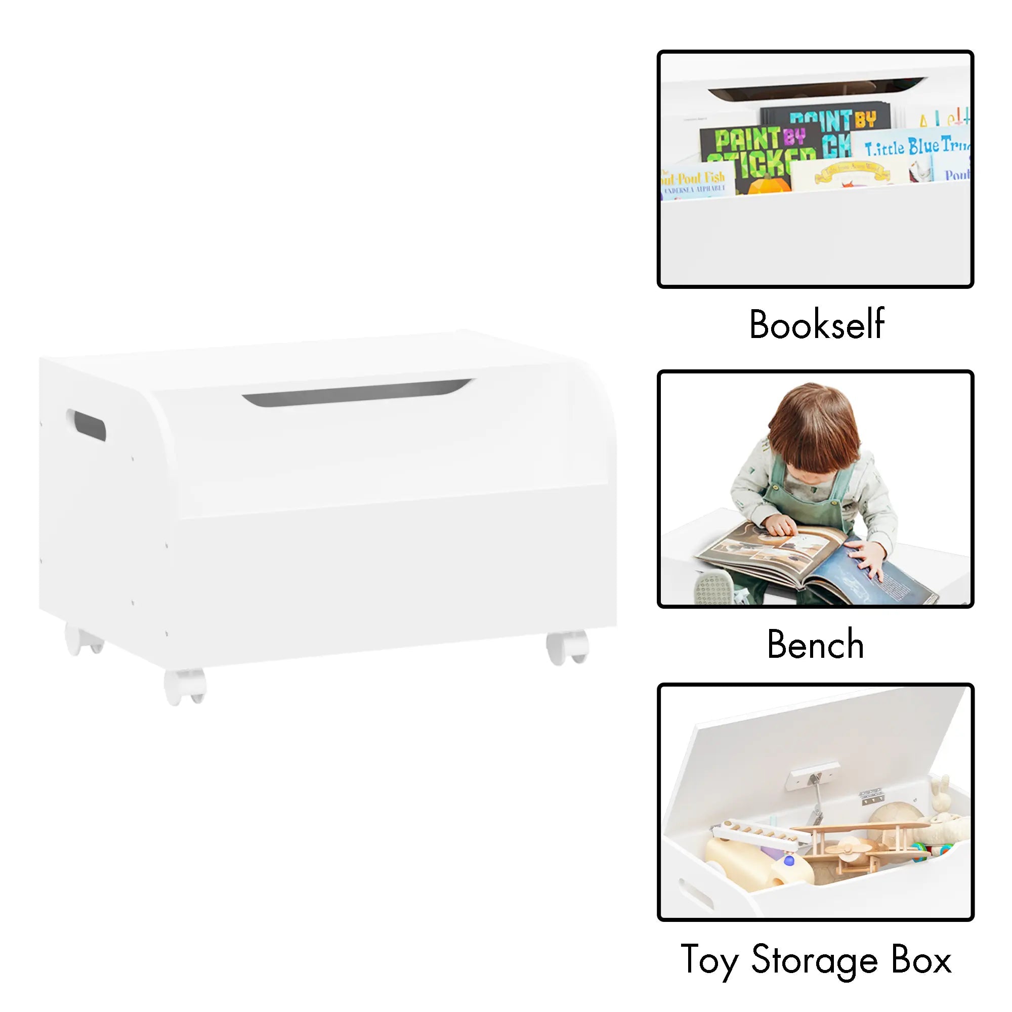 Bellemave® Kids Toy Storage Organizer with Front Bookshelf and Flip - Top Lid, Safety Hinge - Bellemave