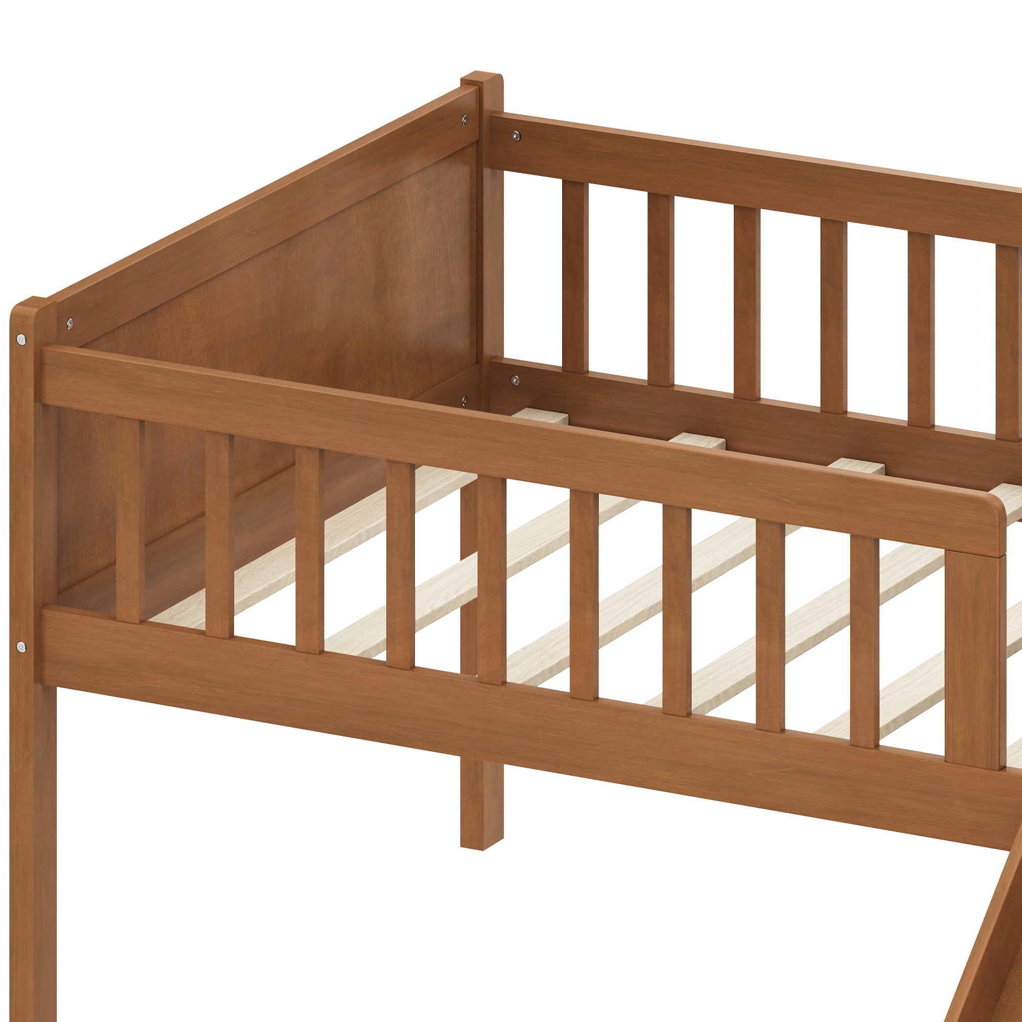 Bellemave® Kids Twin Low Loft Bed with Slide, Ladder & Storage Shelves – Wood Frame - Bellemave