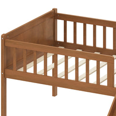 Bellemave® Kids Twin Low Loft Bed with Slide, Ladder & Storage Shelves – Wood Frame - Bellemave