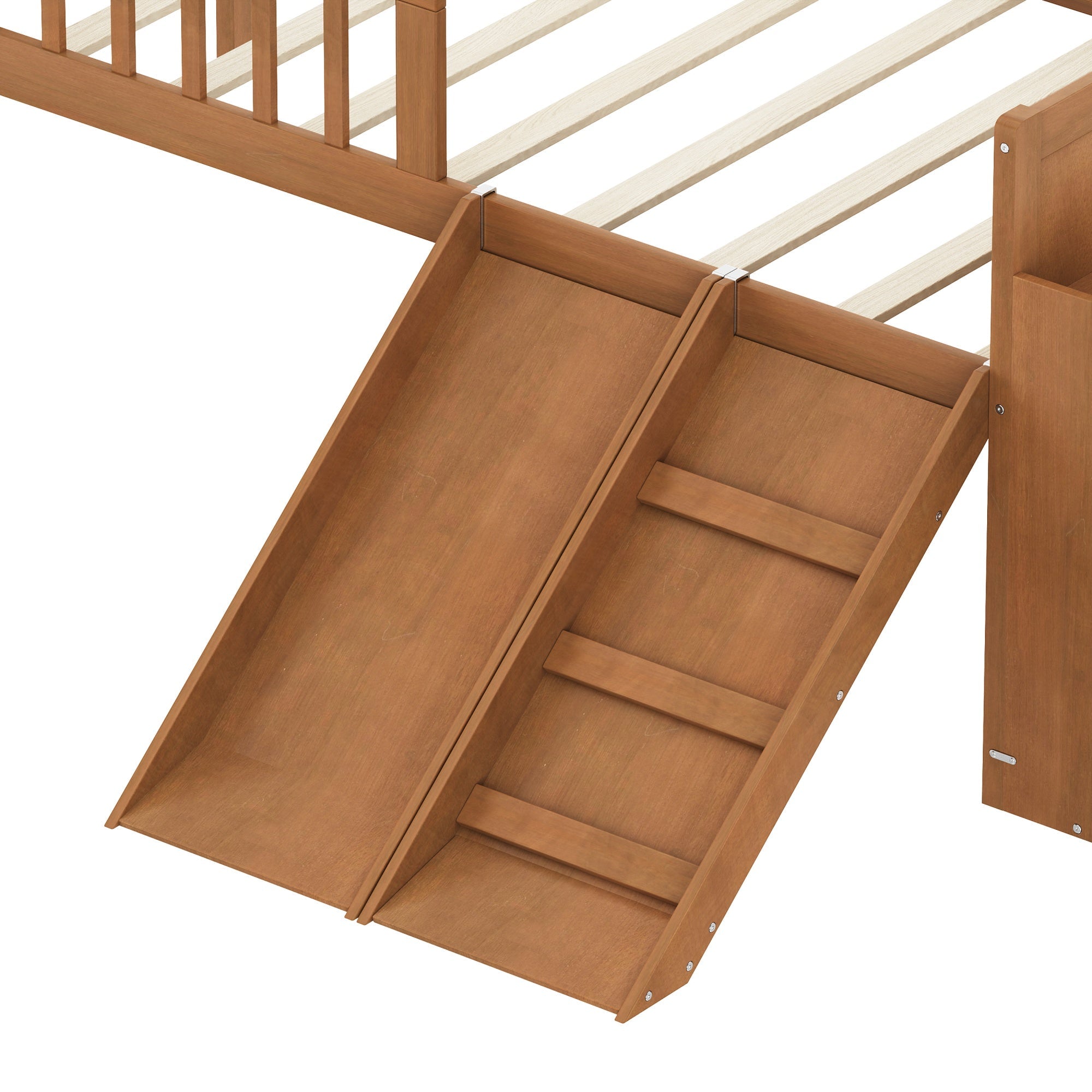 Bellemave® Kids Twin Low Loft Bed with Slide, Ladder & Storage Shelves – Wood Frame - Bellemave