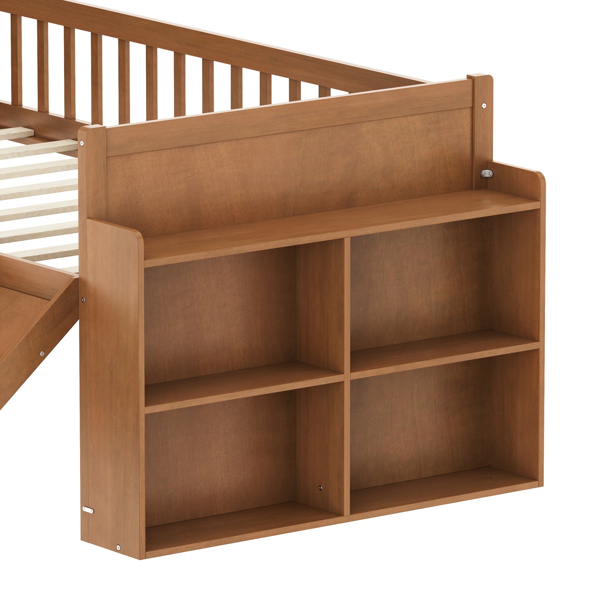 Bellemave® Kids Twin Low Loft Bed with Slide, Ladder & Storage Shelves – Wood Frame - Bellemave