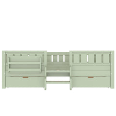 Bellemave® Kids Twin Size Montessori Bed Frame with Built - in Storage Shelves and Drawers, Floor Bed with Staircase and Full - Length High Rails,for Boys, Girls, Wood,Easy Assemble - Bellemave