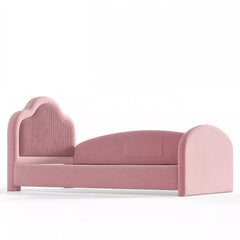 Bellemave® Kids Upholstered Floor Bed with Curved Headboard, Safety Side Rails & Storage Pocket - Bellemave