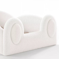 Bellemave® Kids Upholstered Floor Bed with Cute Rabbit Headboard, Low Profile Toddler Bed Frame with Side Storage Pockets, Kids Platform Bed - Bellemave