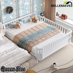 Bellemave® Kids Wood Bed Frame with Detachable Fence, Montessori Bed with Headboard & Footboard,No Box Spring Needed - Bellemave