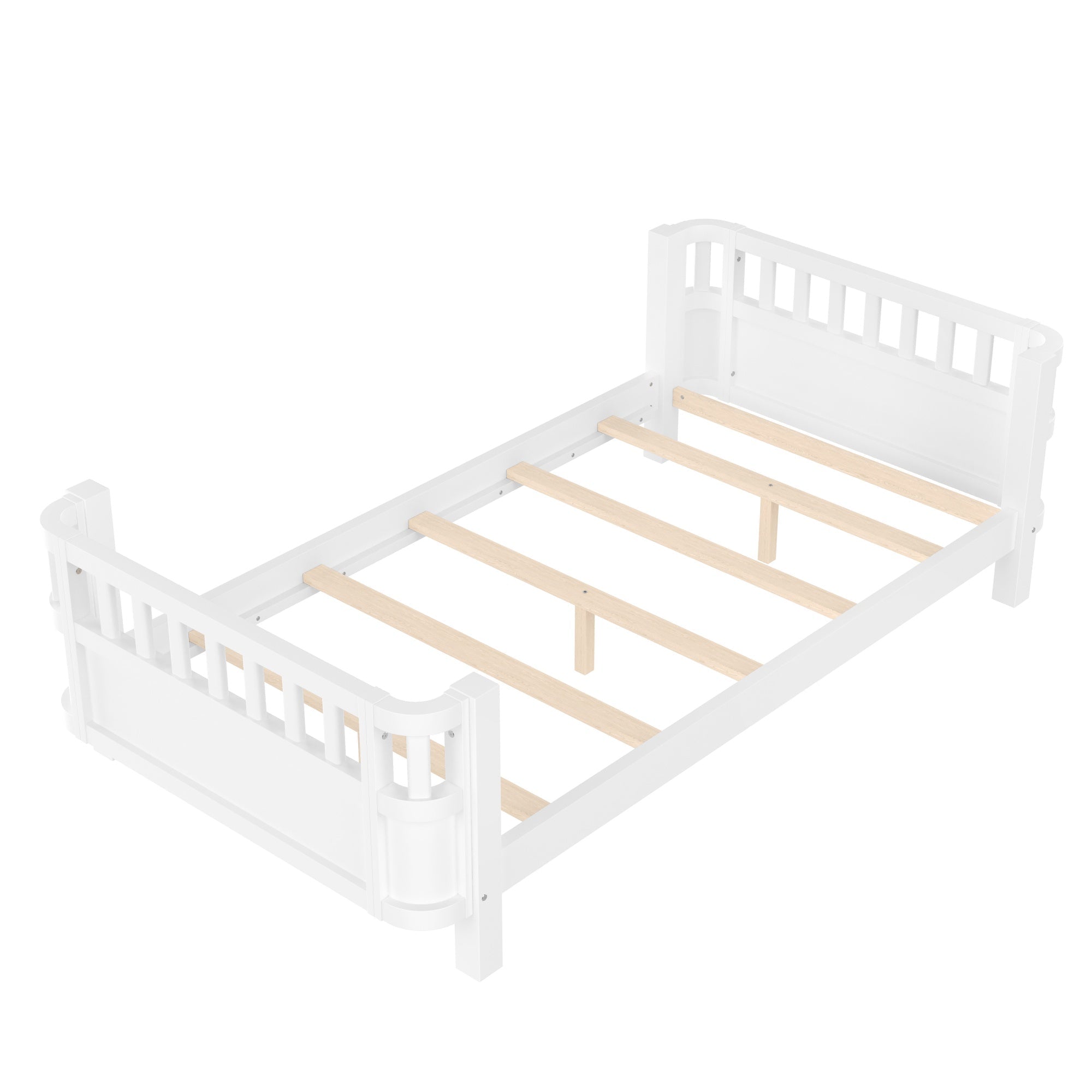 Bellemave® Kids Wood Bed Frame with Detachable Fence, Montessori Bed with Headboard & Footboard,No Box Spring Needed - Bellemave