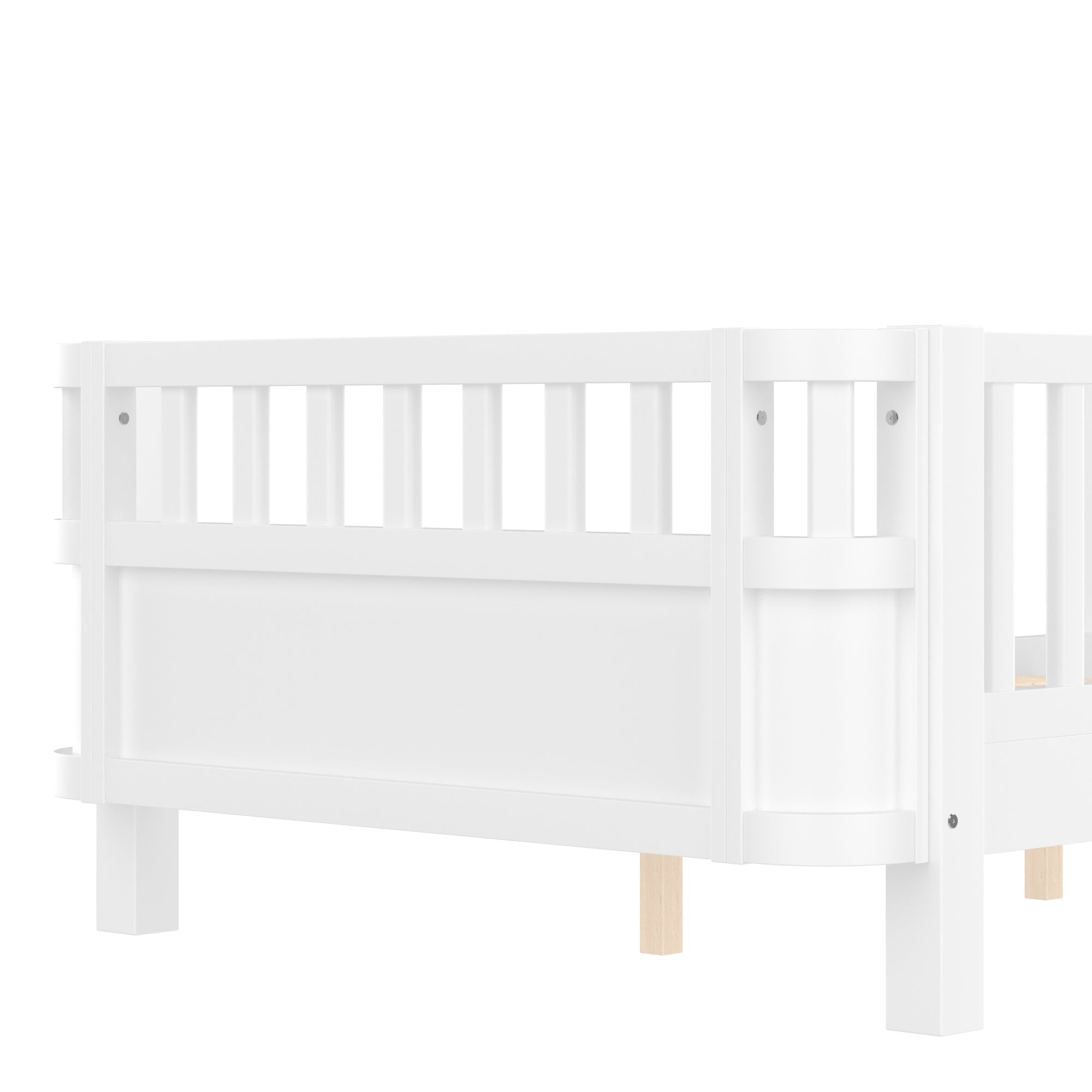 Bellemave® Kids Wood Bed Frame with Detachable Fence, Montessori Bed with Headboard & Footboard,No Box Spring Needed - Bellemave