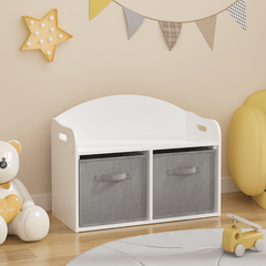 Bellemave® Kids Wooden Toy Box/Bench with Collapsible Fabric Drawers - Bellemave