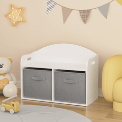 Bellemave® Kids Wooden Toy Box/Bench with Collapsible Fabric Drawers - Bellemave