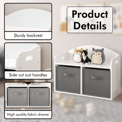 Bellemave® Kids Wooden Toy Box/Bench with Collapsible Fabric Drawers - Bellemave