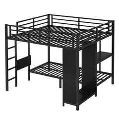 Bellemave® King over Twin XL Metal Bunk Bed with Built - in Wardrobe and Foldable Desk - Bellemave