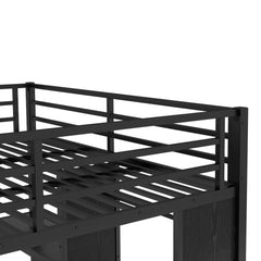 Bellemave® King over Twin XL Metal Bunk Bed with Built - in Wardrobe and Foldable Desk - Bellemave