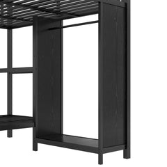 Bellemave® King over Twin XL Metal Bunk Bed with Built - in Wardrobe and Foldable Desk - Bellemave