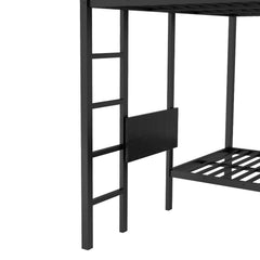 Bellemave® King over Twin XL Metal Bunk Bed with Built - in Wardrobe and Foldable Desk - Bellemave