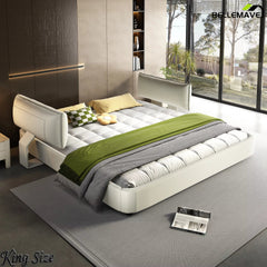 White Cloud Bed Frame with Movable Headboard