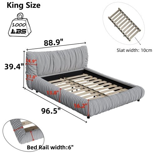 Bellemave® King Size Luxury Upholstered Platform Bed with Removable Cushion and Solid Wood Frame - Bellemave