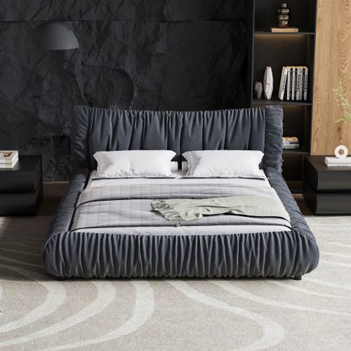 Bellemave® King Size Luxury Upholstered Platform Bed with Removable Cushion and Solid Wood Frame - Bellemave