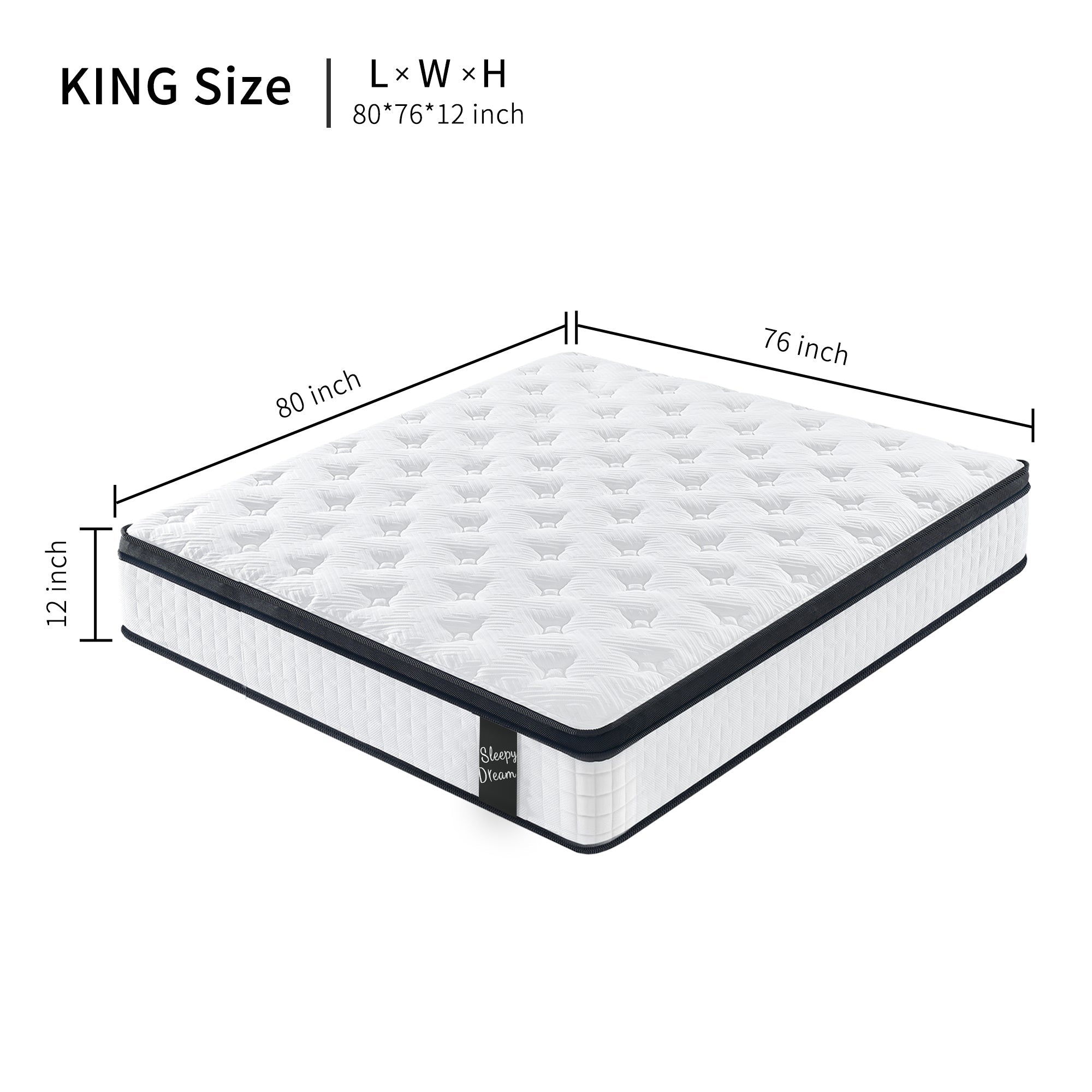 Bellemave® King Size Mattress,12 Inch,Medium Plush Individual Pocket Spring Certipur - US Memory Foam Hybrid Mattress - Bellemave
